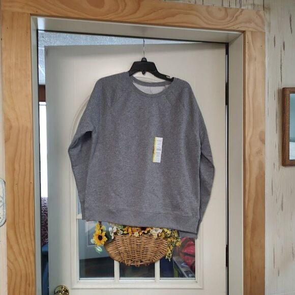 New Time And Tru Gray Fleece Crew Relaxed Fit Women's L 12/14 - Picture 1 of 2
